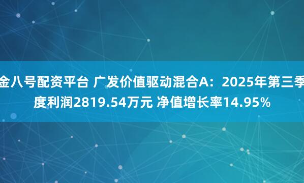 金八号配资平台 广发价值驱动混合A：2025年第三季度利润2819.54万元 净值增长率14.95%
