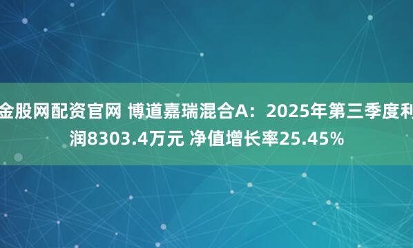 金股网配资官网 博道嘉瑞混合A：2025年第三季度利润8303.4万元 净值增长率25.45%
